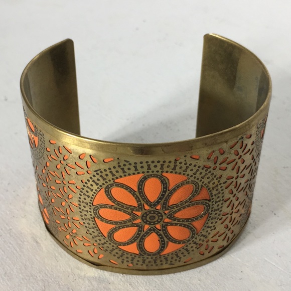 Vintage Jewelry Vintage Brass Orange Cuff Bracelet Poshmark